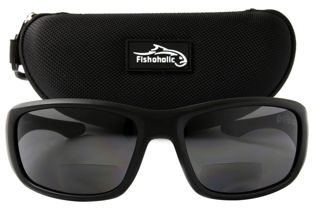 Fishoholic BiFocal - x1.5 x2.0 x2.5 (Reader) Magnification - Polarized Bi-Focal Fishing Sunglasses - UV400 Great Fishing Gift (Vx2.0-MB-MB-gry)