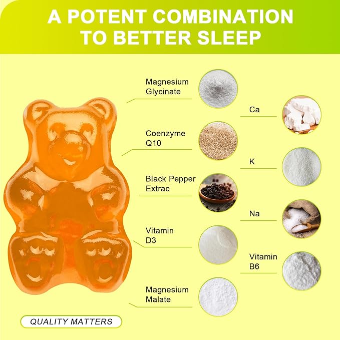 Magnesium Glycinate Gummies 400mg - Sugar Free Magnesium Potassium Supplement with Magnesium Malate, Vitamin D, B6, and CoQ10 for Calm Support & Sleep for Adults - Passion Fruit Gummies