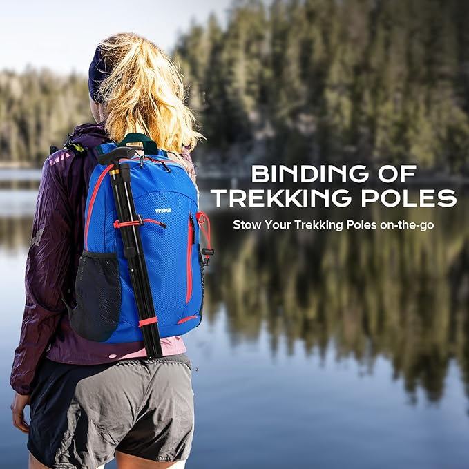 15L Water-resistant Hiking Daypack, Small Backpack Travel Outdoor, Lightweight Day Pack with Tool Loops