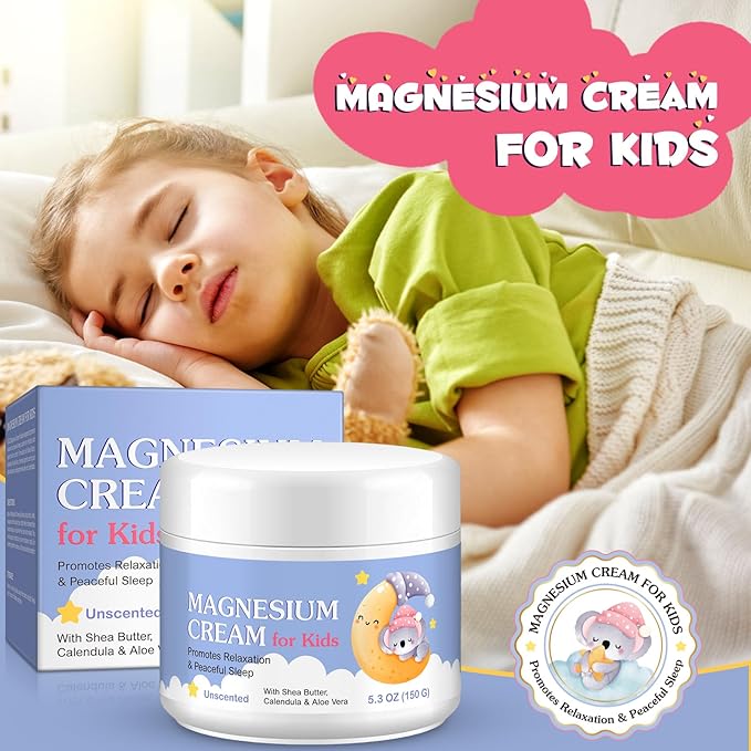 Magnesium Lotion for Kids, Topical Magnesium Cream with Shea Butter, Calendula & Aloe Vera, for Babies, Toddlers & Juniors, Apply to Legs, Arms or Chest, Easy To Absorb - 5.3 oz