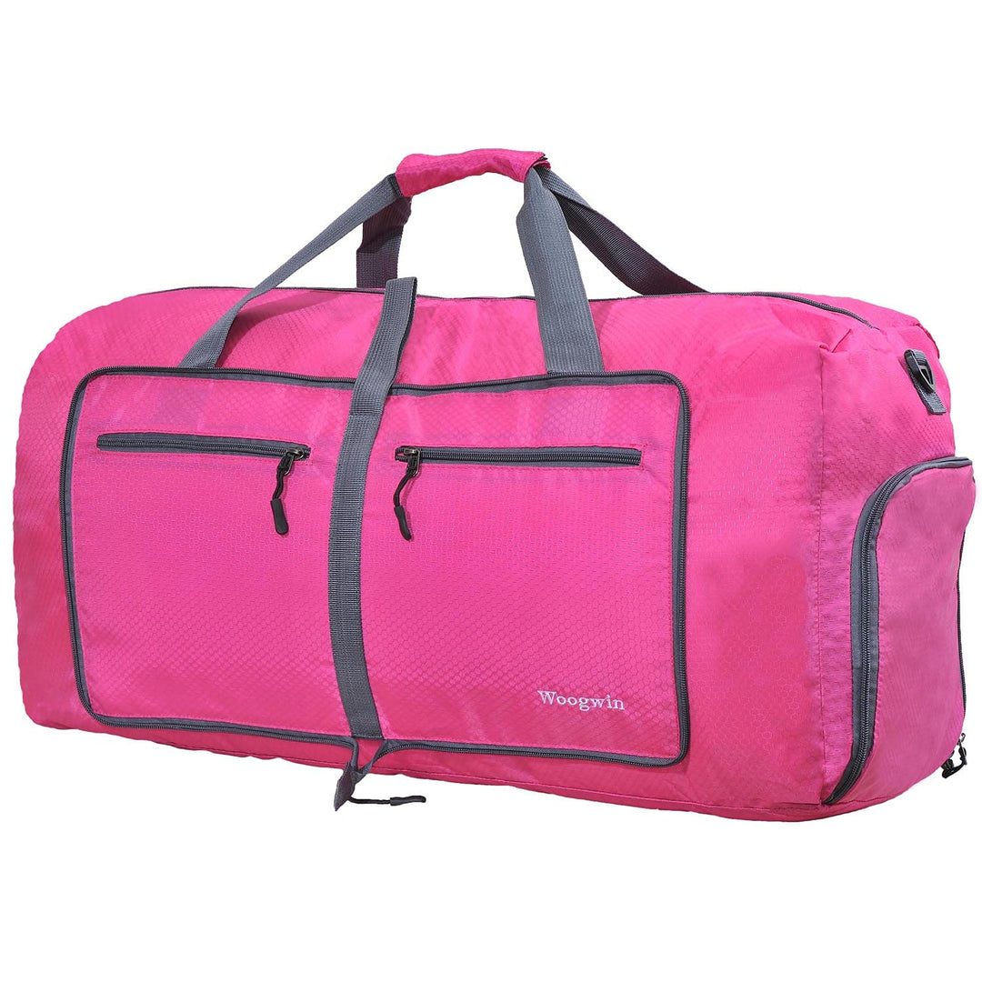 Woogwin Travel Duffel Bag Large Foldable Waterproof Overnight Bag for Beach Swim Bags Pool Sports Gym (60L Rose)