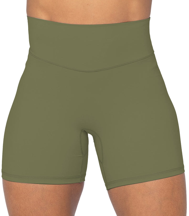 Sunzel 5" High Waist Biker Shorts for Women No Front Seam Soft Yoga Workout Gym Bike Shorts Tummy Control Squat Proof Green