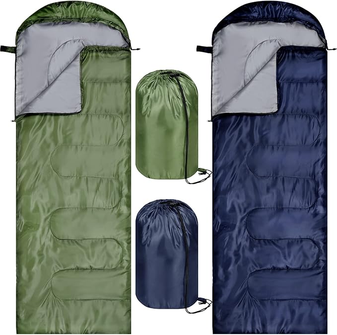 Tudomro 2 Pcs Camping Sleeping Bag for Adults, Lightweight Packable Waterproof Camping Gear Equipment to Keep Warm for Spring Summer Fall Indoor Outdoor Backpacking Hiking Travel