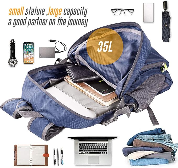 35L Lightweight Packable Backpack Waterproof Durable Hiking Travel Backpack Daypack