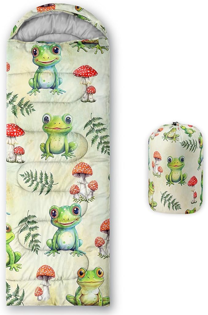 AILONEN Kids Floral Cat Camping Sleeping Bags,Lightweight & Waterproof,3 Season Warm & Cool Weather,Kawaii Kitten Sleeping Bags for Girls Adults,Travelling,Outdoors