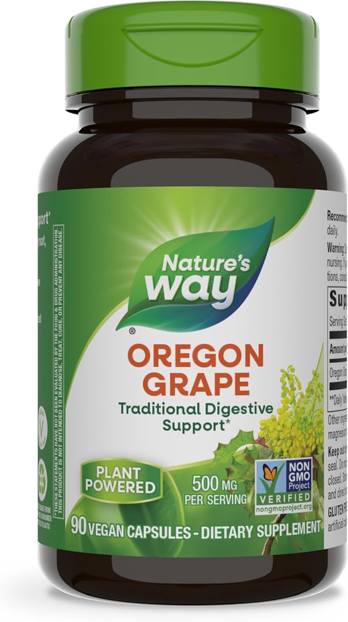 Nature's Way Oregon Grape, Traditional Digestion Remedy* Supplement, 90 Vegan Capsules