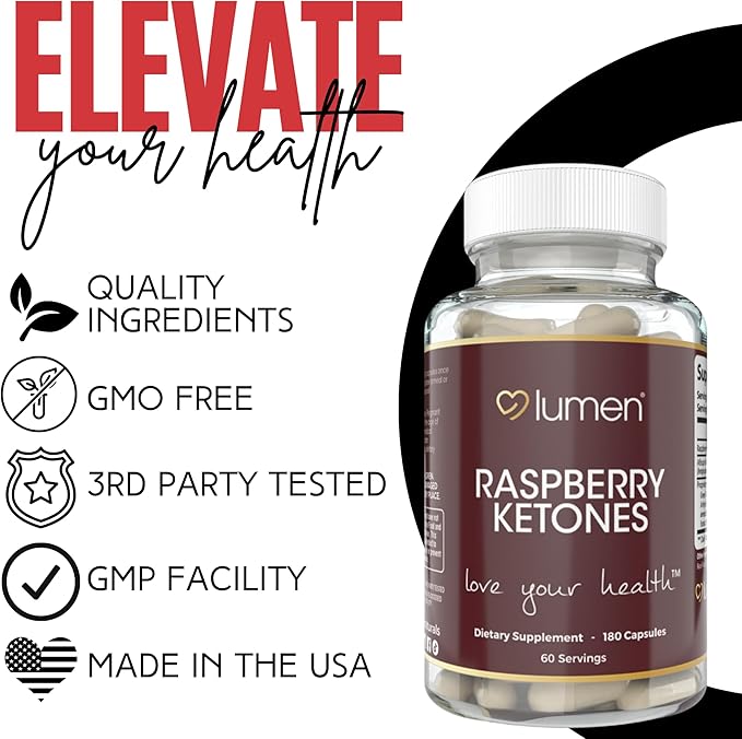 Raspberry Ketone for Women – with Raspberry Ketone & African Mango – 1800mg Per Serving – 180 Capsules – 60 Servings – Non-GMO & Gluten-Free