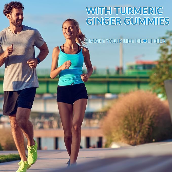 Turmeric Ginger Gummies with Omega 3, Turmeric Curcumin Supplement with Black Pepper,Vitamin D3 & K2 for Women & Men