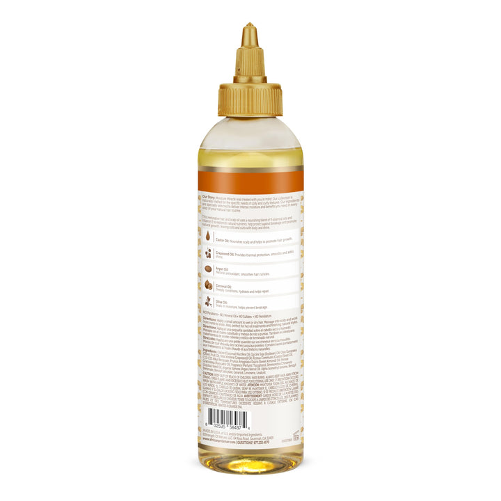 African Pride Moisture Miracle 5 Essential Hair Oils with Vitamin E | Moisture, Shine, Protection, and Growth | Argan, Castor, Grapeseed, Coconut, and Olive Oil | 8 oz