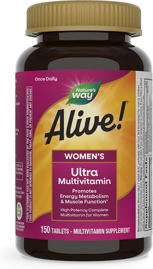 Nature's Way Alive! Women's Daily Ultra Multivitamin, High Potency Formula, Promotes Energy Metabolism and Muscle Function*, with Methylated B12, 150 Tablets
