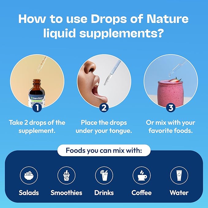 Magnesium Glycinate Liquid Drops – Vegan, GMO-Free & Gluten-Free – Magnesium Supplement for Women & Men – Faster Absorption than Capsules – Daily Support for Muscle and Bone Health (Mixed Berry, 60ml)