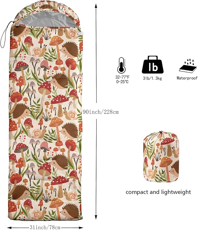 AILONEN Kids Floral Cat Camping Sleeping Bags,Lightweight & Waterproof,3 Season Warm & Cool Weather,Kawaii Kitten Sleeping Bags for Girls Adults,Travelling,Outdoors