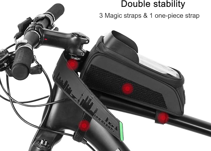 ROCKBROS Bike Phone Mount - Waterproof Front Frame Bag for Bicycle, Compatible with iPhone 11 XS Max XR under 6.5