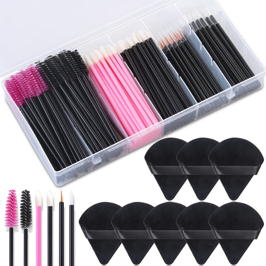248 Pcs Makeup Applicator Kit With Triangle Puffs, Mascara Wands, Lip Applicators, Eyelash Liner Brushes - Disposable Supplies for Makeup Artists
