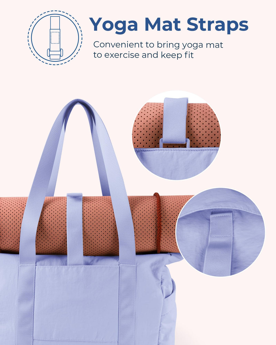 BAGSMART Tote Bag for Women with Zipper, Gym Tote with Compartments, Laptop Work Tote Nurse Dance Yoga Bag for Sport, Travel