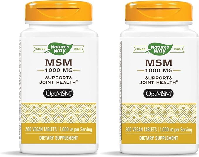 Nature's Way MSM 1000 mg - Joint Health Supplement* - With Methylsulfonylmethane - Gluten-Free & Vegan - 200 Tablets (Pack of 2)