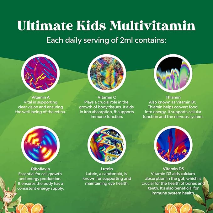Natures Craft Liquid Multivitamin for Kids Immunity Support - Yummy Toddler Supplement with a C D3 E B6 and Vitamins of All Ages High Absorption