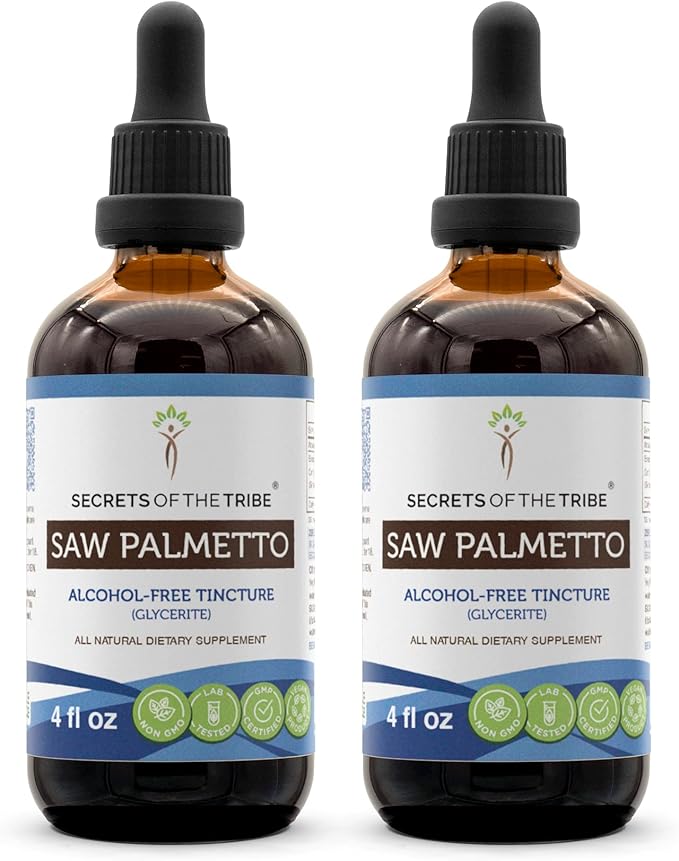 Saw Palmetto Tincture Alcohol-Free Liquid Extract, Saw Palmetto (Serenoa Repens) Dried Berry (2x4 FL OZ)