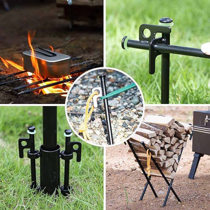 12Inch Heavy Duty Tent Stakes,20 PCS Tent Pegs Metal+Fluorescent Silicone Rings+ Storage Bag for Camping (20pcs)