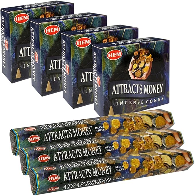 Attracts Money Incense Sticks and Cone Incense Holder Variety Pack Bundle insence insense insienso