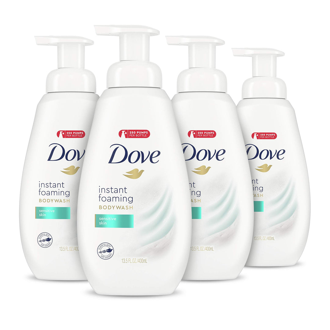 Dove Instant Foaming Body Wash 4 Count for Softer and Smoother Skin Sensitive Skin Effectively Washes Away Bacteria While Nouris