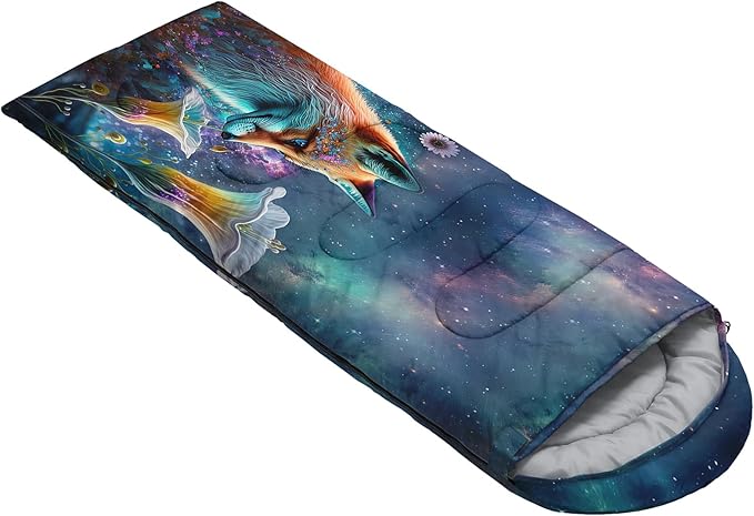 AILONEN Kids Floral Cat Camping Sleeping Bags,Lightweight & Waterproof,3 Season Warm & Cool Weather,Kawaii Kitten Sleeping Bags for Girls Adults,Travelling,Outdoors