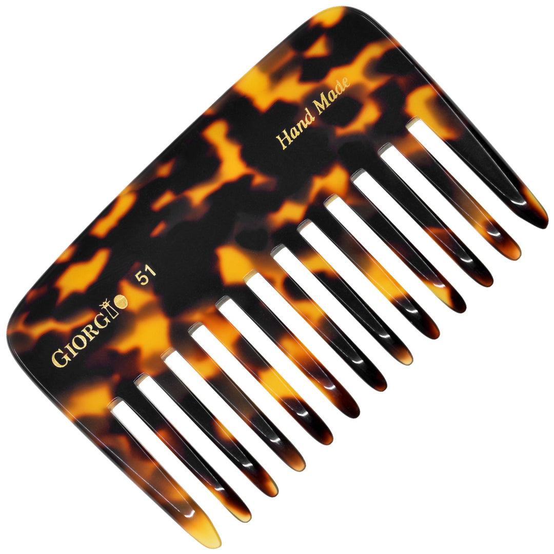 Giorgio G51Ty Small Travel Purse Hair Detangling Comb, Wide Teeth Pocket Comb For Thick Curly Wavy Hair. Hair Detangler Comb For