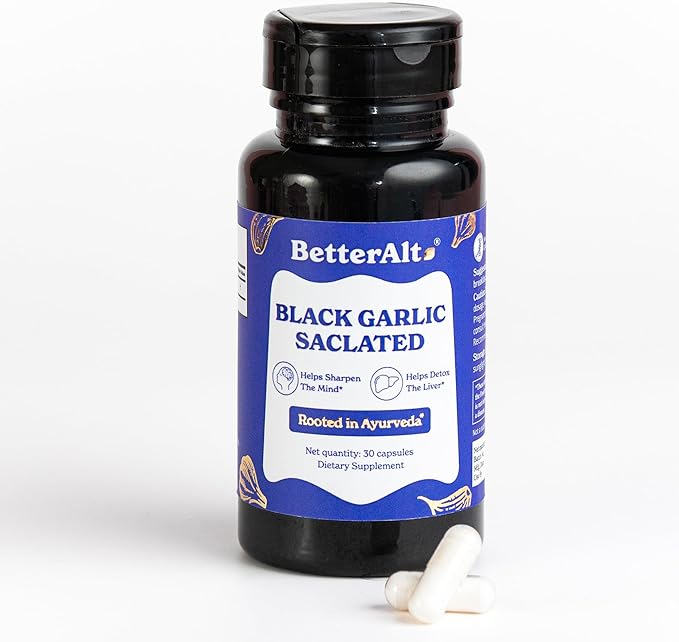 Aged Black Garlic Capsules | Helps Promote Brain & Immune Health | Supports High Absorption - 30 Capsules