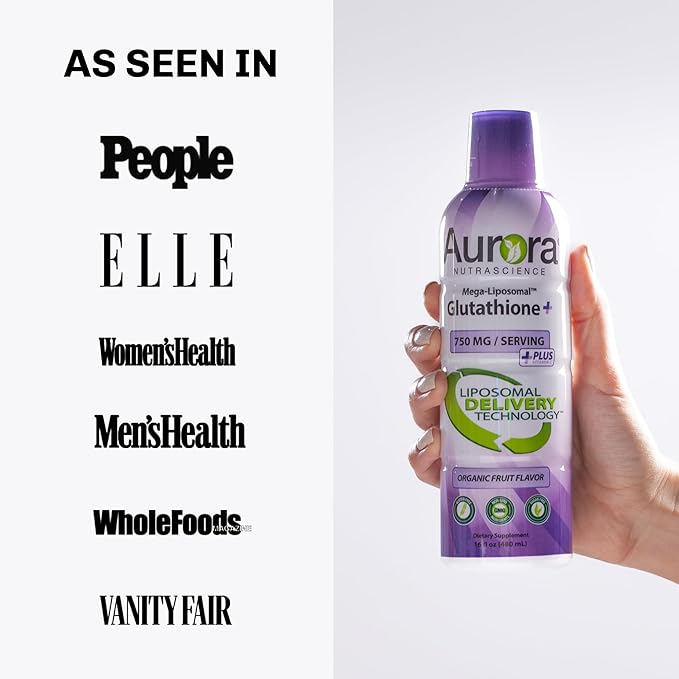 Aurora Nutrascience, Mega-Liposomal Liquid Glutathione + Vitamin C, Antioxidant, Immune System Support, 750 mg per Serving,16 fl oz (480 mL)