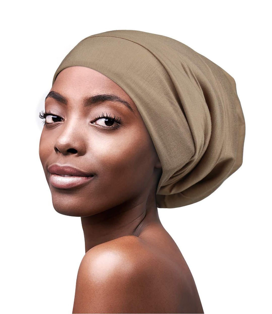 Comfortable Satin Lined Sleep Cap Smooth Fabric Hats For Curly Hair Tiger Stripe Light Brown