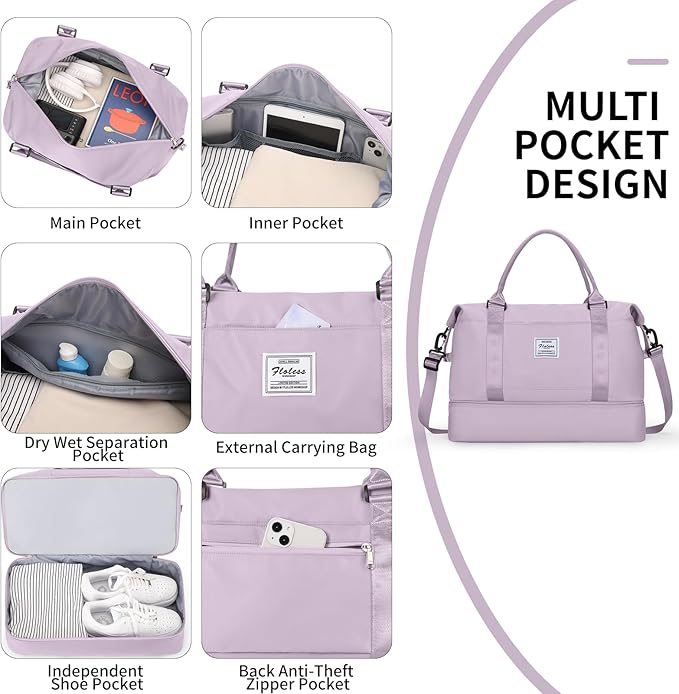 Travel Duffel Bag,Sports Tote Gym Bag,Shoulder Weekender Overnight Bag for Women