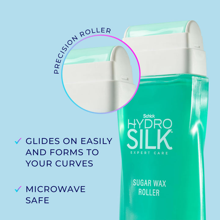 Schick Hydro Silk Sugar Wax Roller for Body + Pubic Hair Removal | Roll On Wax Kit for Body and Bikini Line Hair Removal