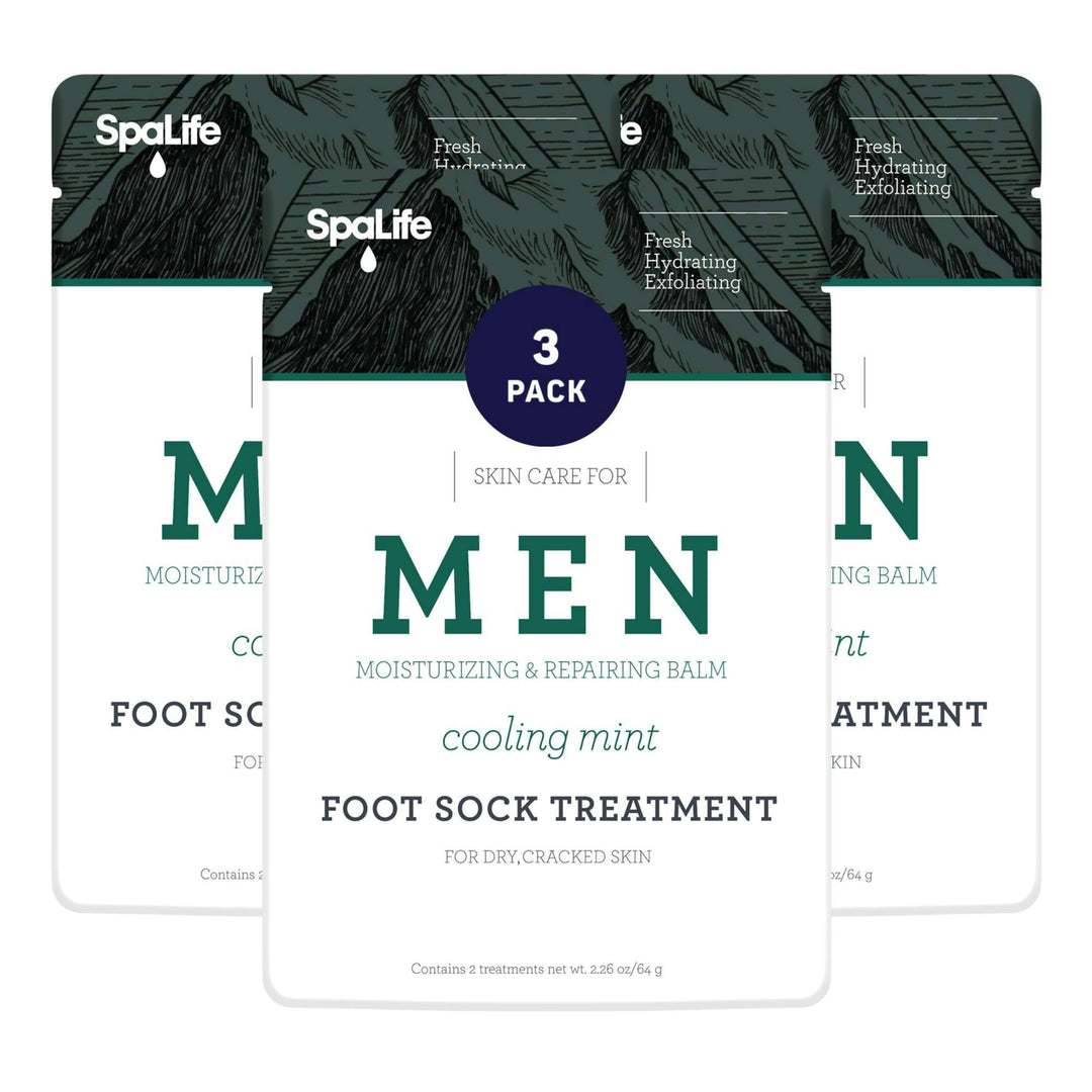 Spa Life Men'S Cooling Mint Foot Repair Balm And Moisturizing Socks Set - Revitalizing Hydrating Foot Mask For Soothing Tired, A