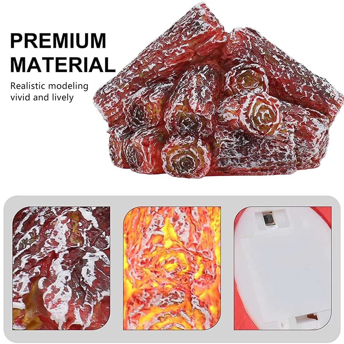 Charcoal Flame Effect Lantern Lamps Artificial Logs for Fireplace Flameless Light with Realistic Log Wood Burning Atmosphere As Christmas Festival Home Living Room Tv Cabinet Fake Fire Decorations