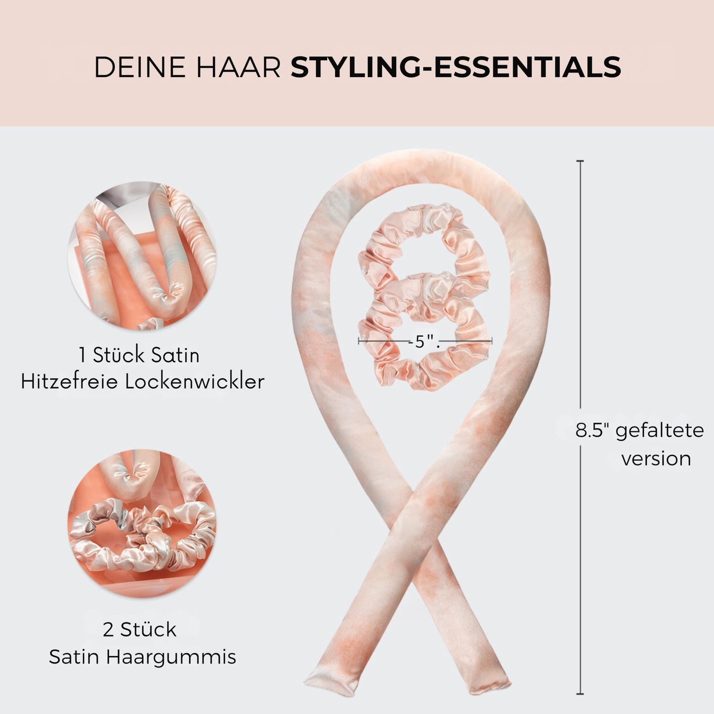 Kitsch Heatless Curling Set - Satin Heatless Hair Curler, Rollers for Heatless Curls, Hair Curler No Heat, Heatless Curler, Overnight Curls with Overnight Blowout Rods - Sunset Tie Dye