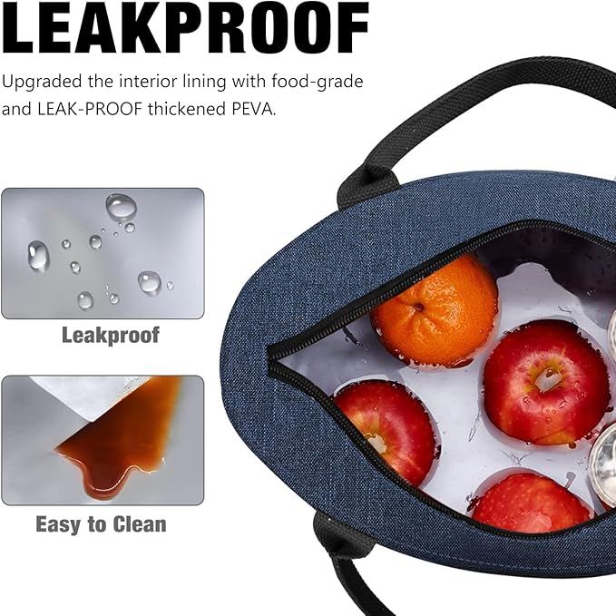 Aosbos Insulated Lunch Bag for Women, Blue, 10.0L x 5.5W x 10.0H Inches, Leakproof & Waterproof, Long-Term Insulation, Stylish & Portable, Perfect for Work, Travel, Shopping or Outdoor Activities