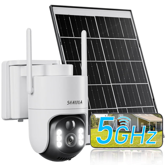 [5GHz & 2.4GHz] Solar Security Camera Outdoor Wireless, 8000mAh Battery and 7W Solar Panel, 2K 4MP Camera Outdoor Wireless CCTV with Floodlight,AI Motion Detection,20m Color Night Vision,2-Way Audio