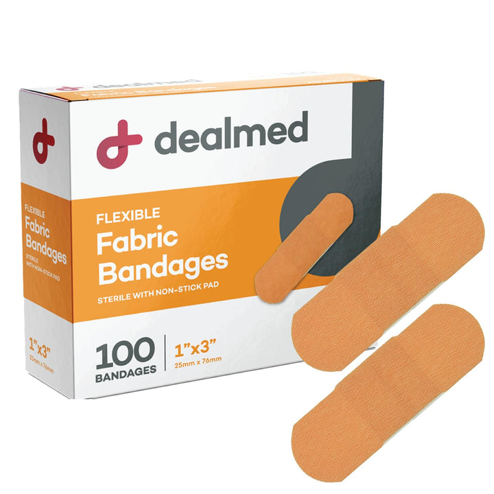 Dealmed Sterile Flexible Fabric Adhesive Bandages – 1x3 Inch – 100/Box - 24 Boxes - Breathable First Aid Strip Pack - Soft Stretch Wound Patch for Medical, Emergency Kits & Clinic