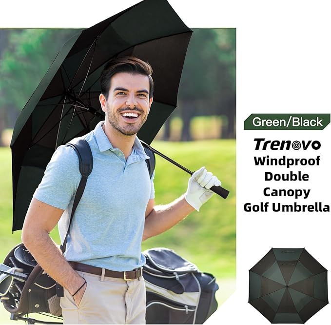 Auto Open Golf Umbrellas 62/68/72 Inch Extra Large Oversize for Business & Home, Ventilated Double Canopy Windproof Waterproof Stick Umbrella for Rain & strong wind