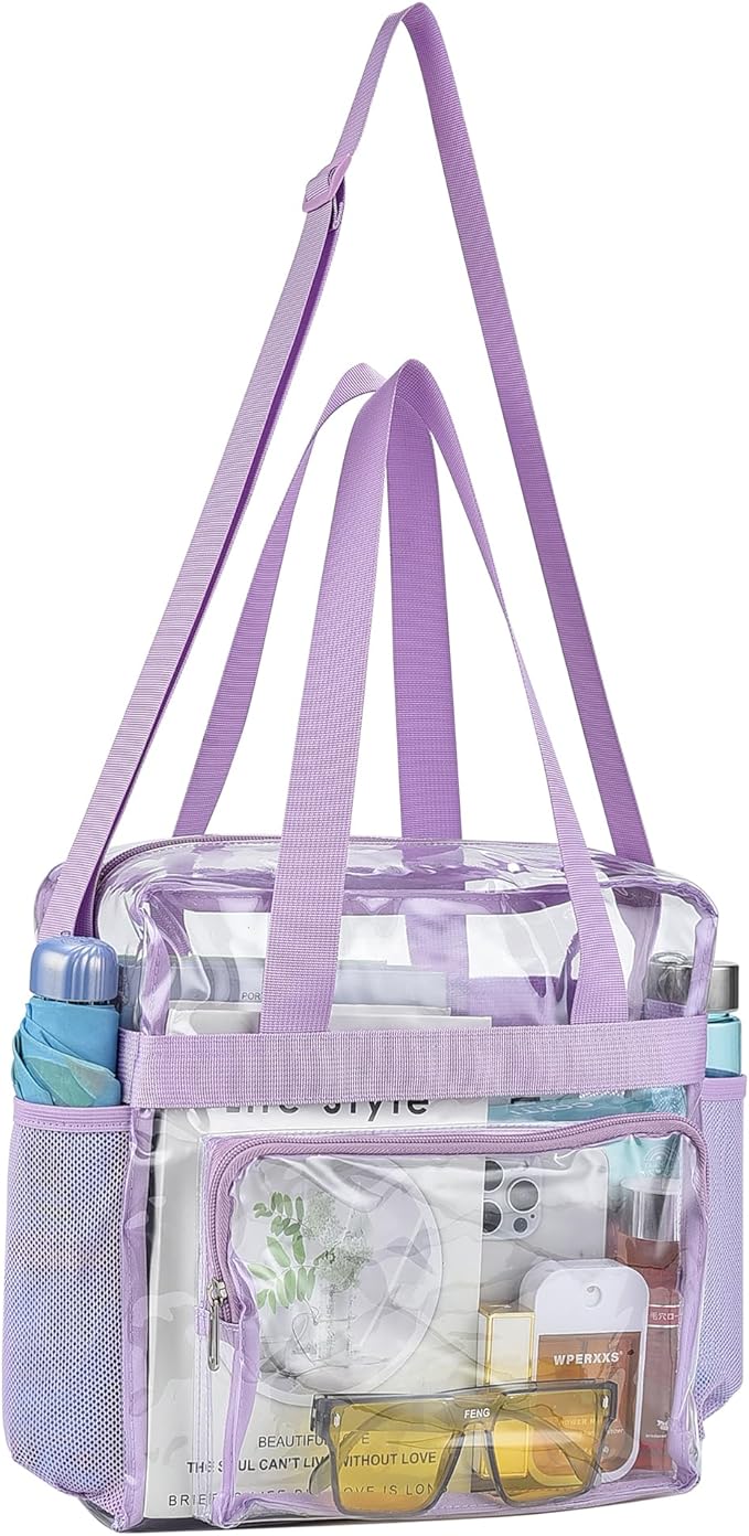 USPECLARE Clear Tote Stadium Approved, Security Travel & Gym Clear Bag for Work Sports Games Concerts