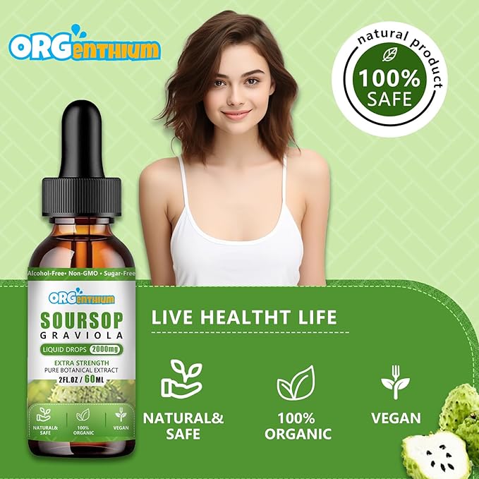 Soursop Graviola Liquid Drops - Soursop Leaf Fruit Sea Moss Extract for Cell Support & Regeneration, Immunity, Liver, Sleep & Antioxidant - Soursop Bitters Liquid, Herbal Goodness, 2 Fl Oz
