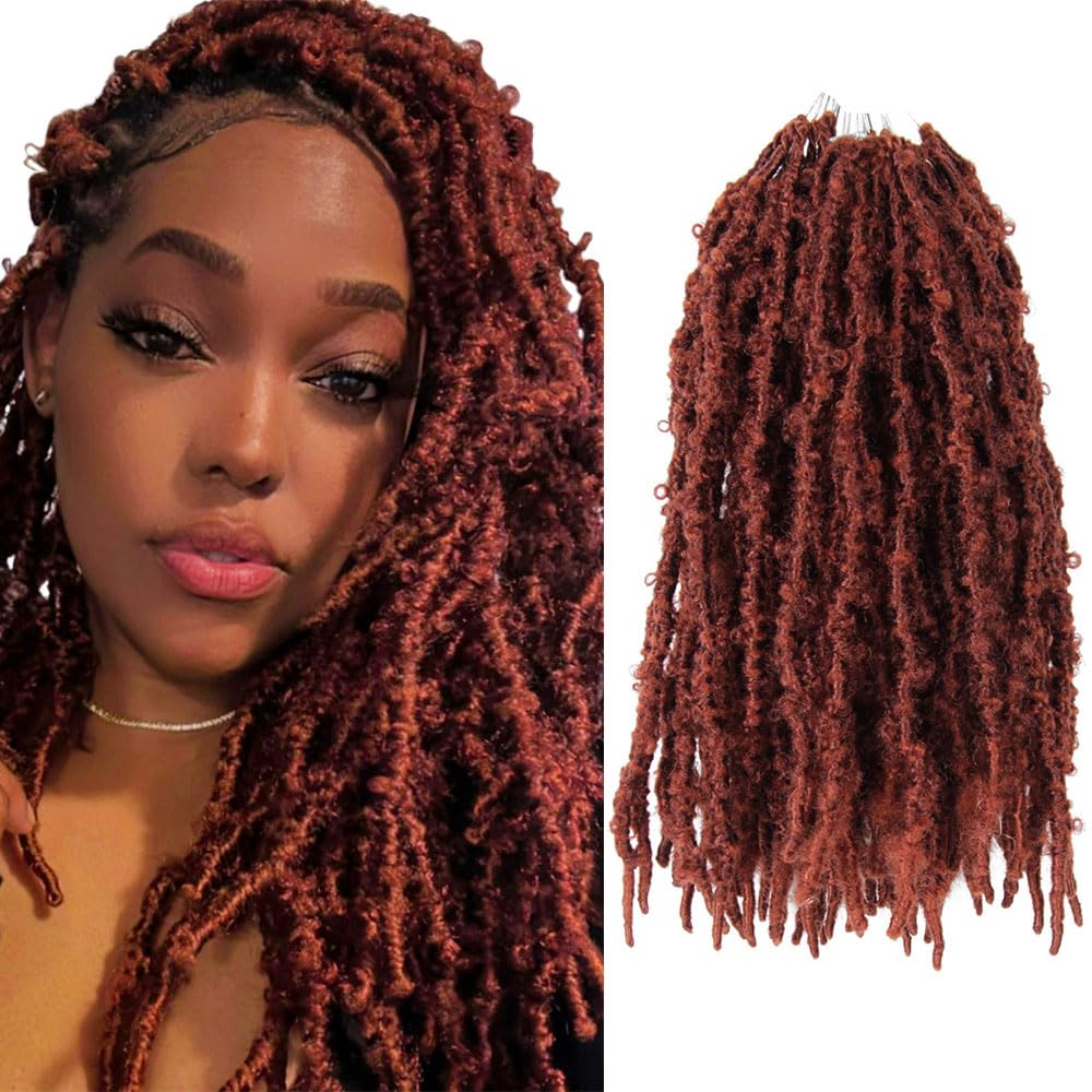 8 Packs Light Weight Butterfly Locs Crochet Hair 12 Inch Butterfly Faux Locs Crochet Hair Short Ginger Red Distressed Butterfly
