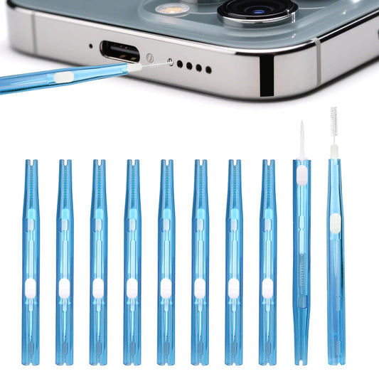 10pcs Phone Cleaning Kit, Anti-Clogging Bristles & Hook Charging Port Cleaning Brush Double-Sided Dust Remover Charger USB C Cleaner for Mobile Phone Earbud Speaker Receiver Headphone (Blue)