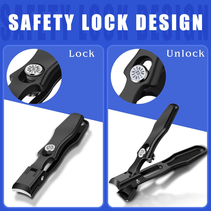 German Nail Clippers for Men with Catcher, Heavy Duty Toe Nail Clippers for Thick Nails Seniors, Portable Ultra Sharp Fingernail Clippers with Wide Mouth, Anti Splash Stainless Steel Nail Cutters