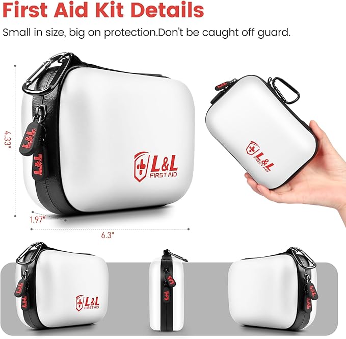 120-Piece First Aid Kit for Travel,Car & Emergency Survival - Compact Waterproof Medical Supplies with Trauma Bandages,Burn Gel & Fever Cooling Patch | Portable for Camping,Hiking,Sports(White)
