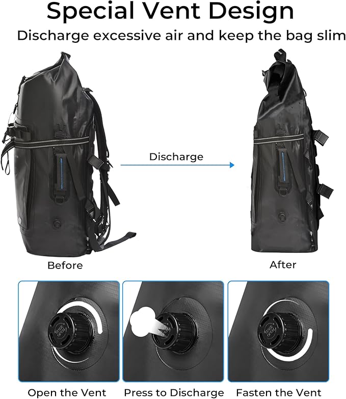 Heavy Duty Waterproof Dry Bag Backpack - 35L Roll-Top Floating Dry Bag Backpack for Kayaking, Rafting, Boating