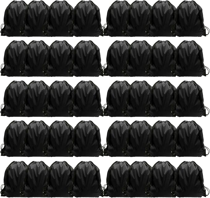 GoodtoU Drawstring Backpack Bulk, 40 Pcs Cinch Bags for Women & Men, Black