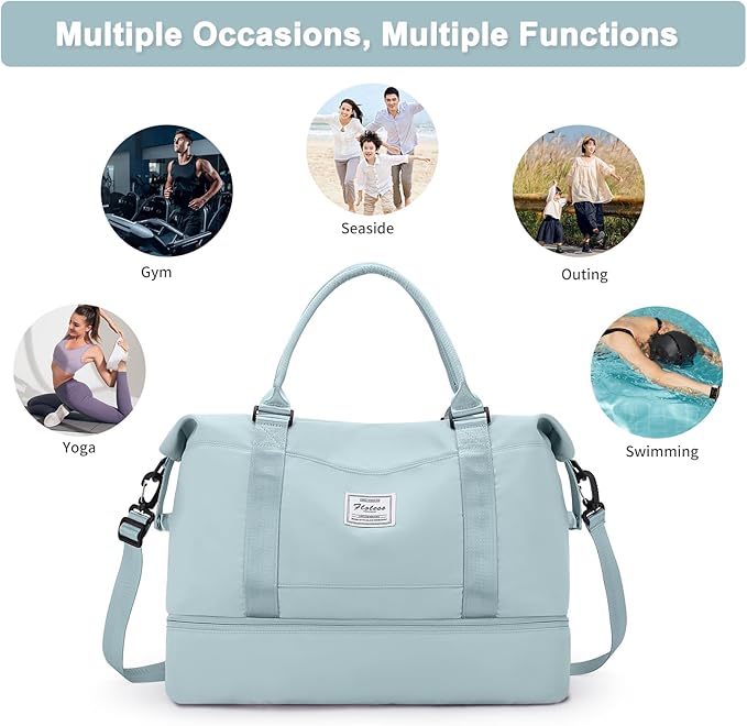 Travel Duffel Bag,Sports Tote Gym Bag,Shoulder Weekender Overnight Bag for Women