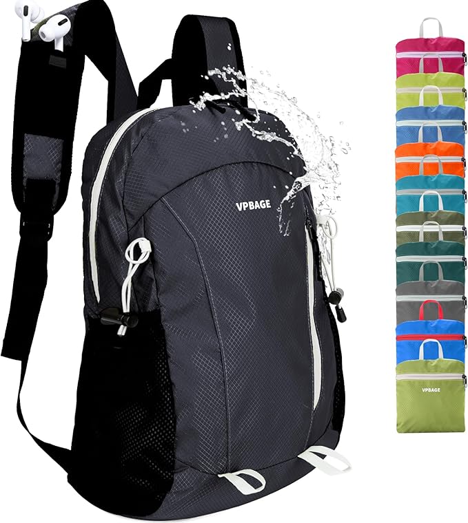 15L Water-resistant Hiking Daypack, Small Backpack Travel Outdoor, Lightweight Day Pack with Tool Loops