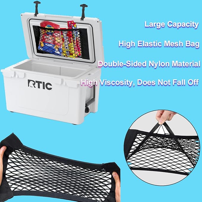 2 Pack Cooler Storage Nets for Dry Storage and Mesh Cooler Organizer Camping Cooler Accessories14.5 x 9.8"